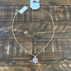 Sole Society Starburst Opal Pink Pendant Goldtone Adjustable 30" Necklace NEW